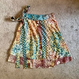 Colorful Silk Sari Wrap Skirt